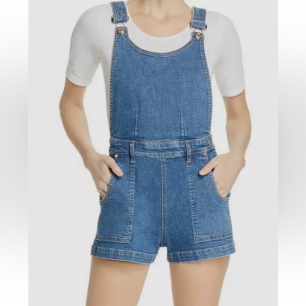 7 For All Mankind Women's Blue Scoop-Neck Denim Overalls Size S. Like New.